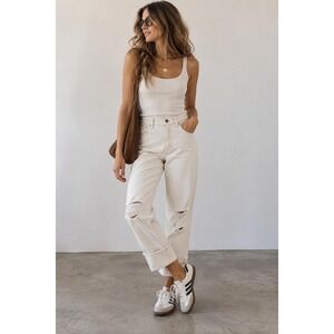 Current Elliott White Boyfriend Jeans Coastal Model Off Duty Distressed Size 27